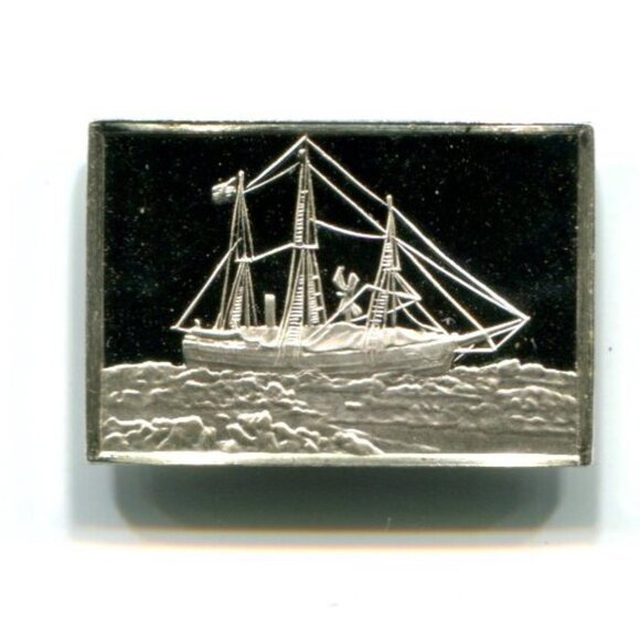 19th Century Norwegian Ship "Fram" 19mmx13mm .925 Sterling Silver Medal (b733) - Picture 1 of 2